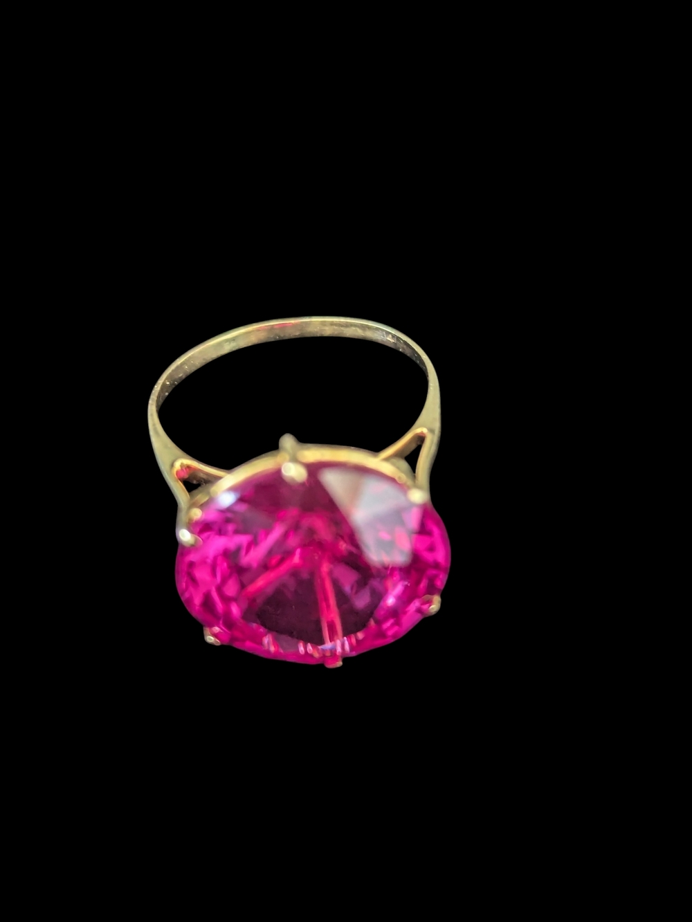 Pink Round Cut Ruby Cocktail 14k Gold Ring S.6.5 - Picture 11 of 14